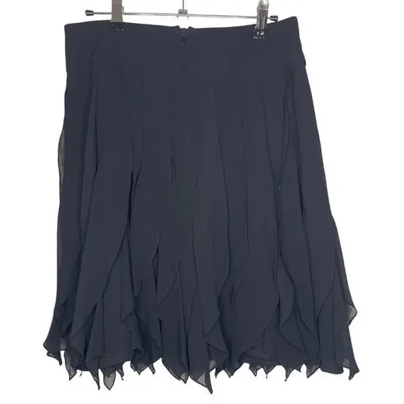 Rickie Freeman for Teri Jon Black 100% Silk Pleated Ruffle Skirt Women's Size 4 - Picture 3 of 4
